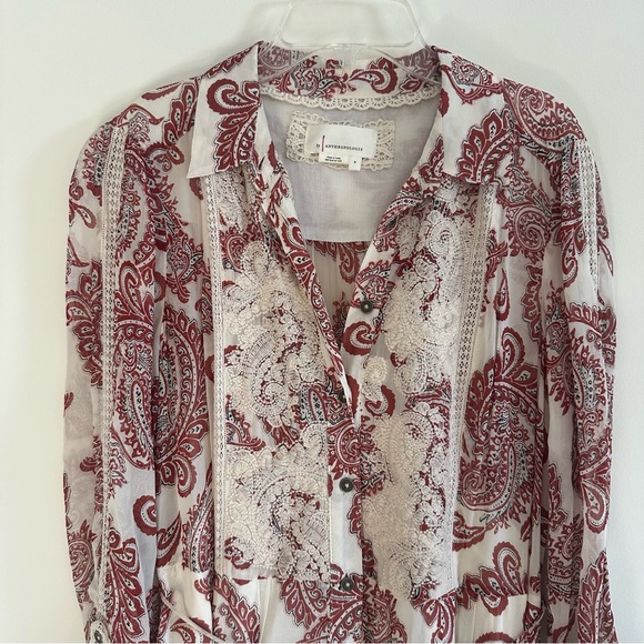 Anthropologie Aleah Allaire Paisley Printed Maxi Dress Cottagecore Lace boho - Picture 6 of 13